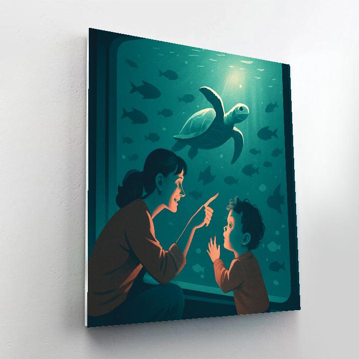 Mother And Child At The Aquarium Number painting