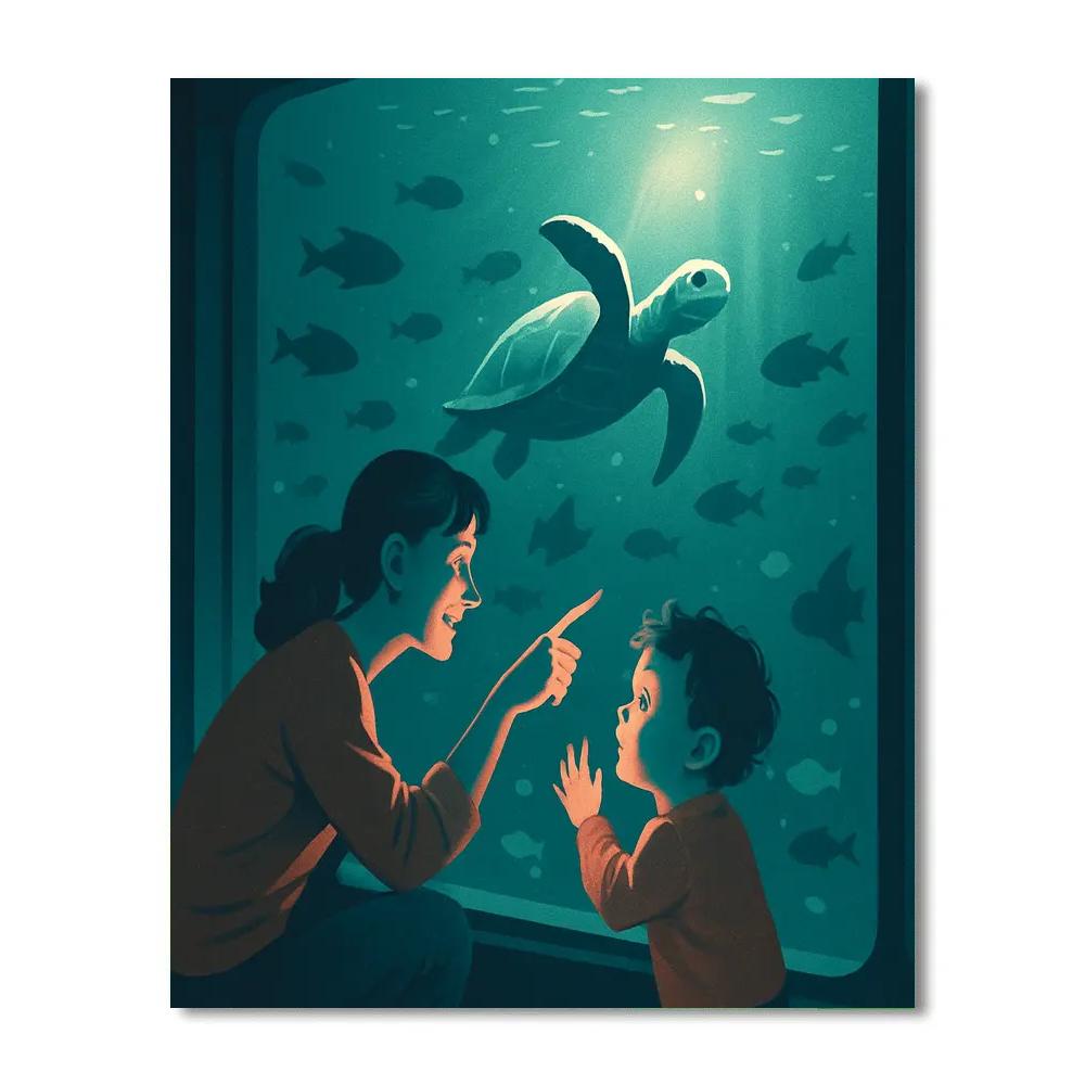 Mother And Child At The Aquarium Number painting