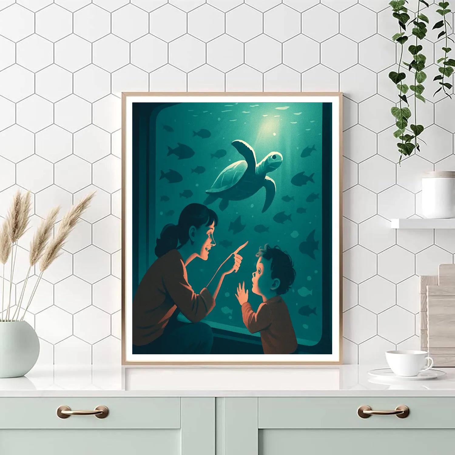 Mother And Child At The Aquarium Number painting