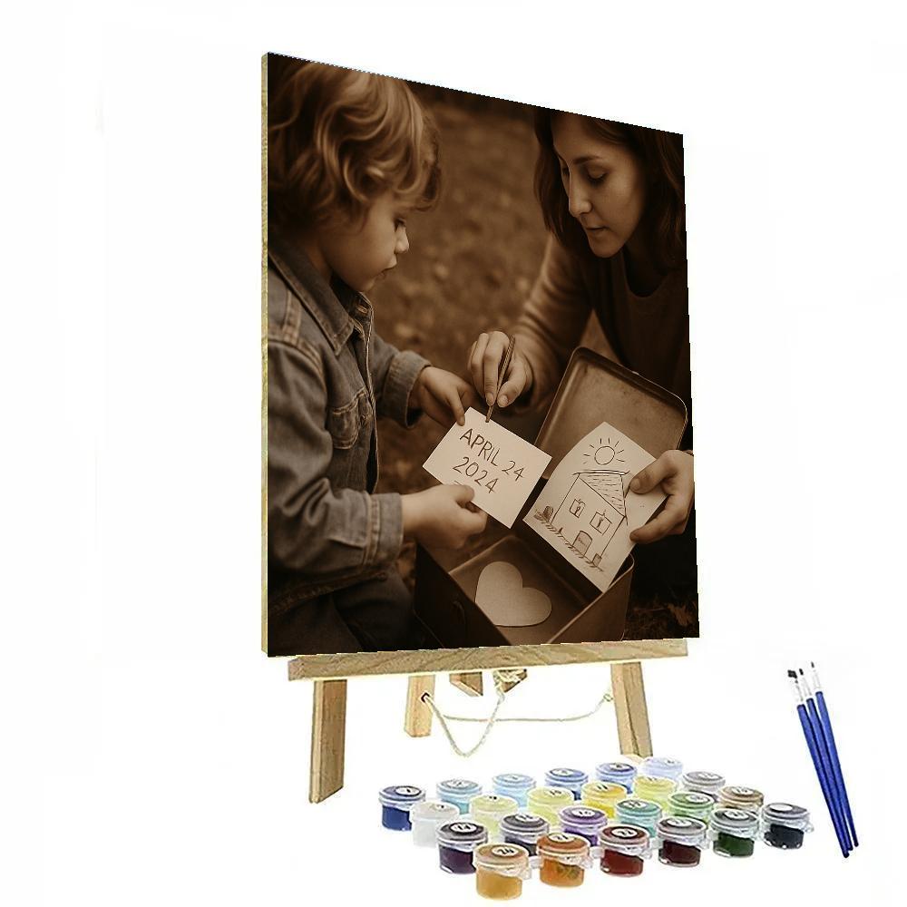Mom And Child Making A Time Capsule Numbered painting kits