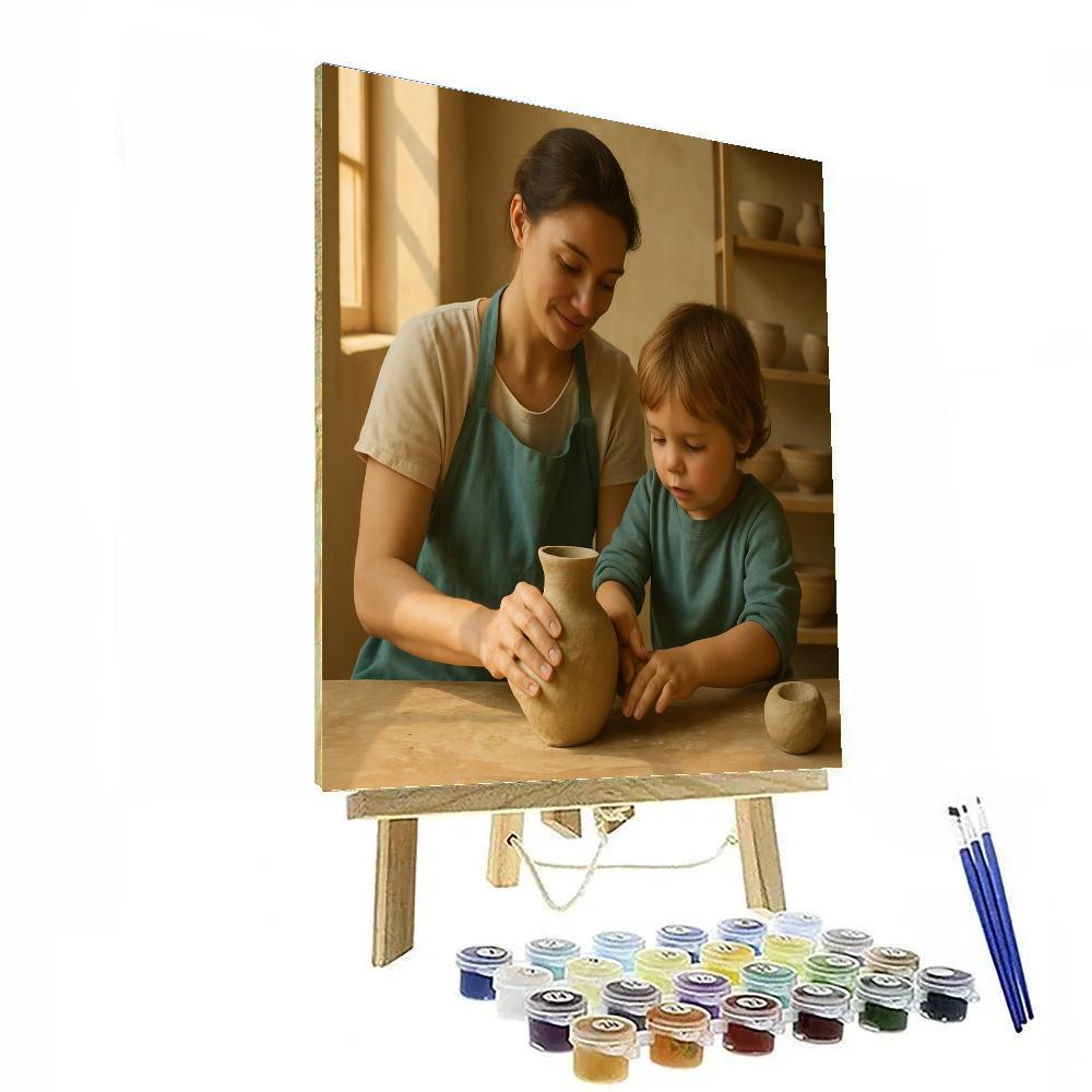Mother And Child At The Pottery Wheel DIY paint by numbers