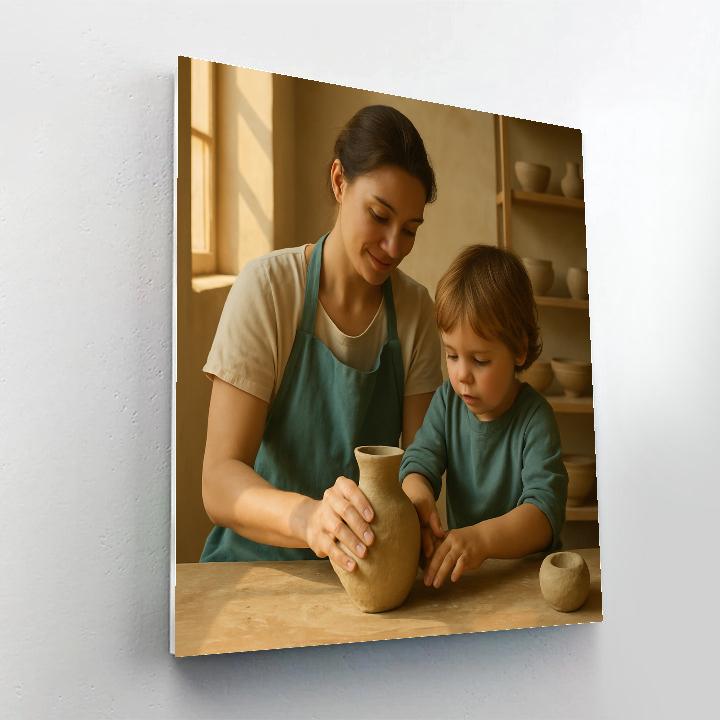 Mother And Child At The Pottery Wheel DIY paint by numbers