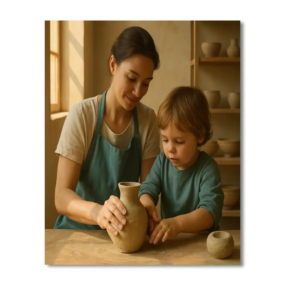 Mother And Child At The Pottery Wheel DIY paint by numbers