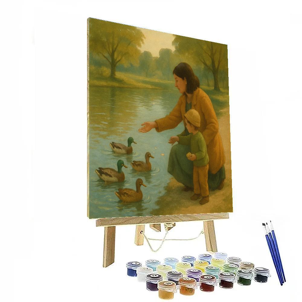 Mom And Child Feeding Ducks DIY paint by numbers