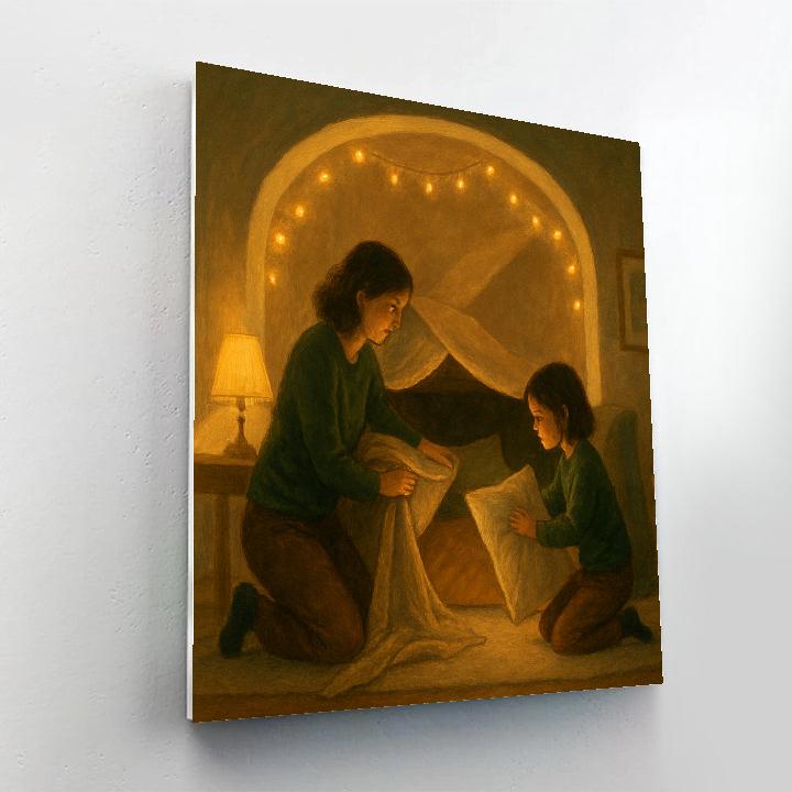 Mom And Child Building A Fort Painting by numbers kit