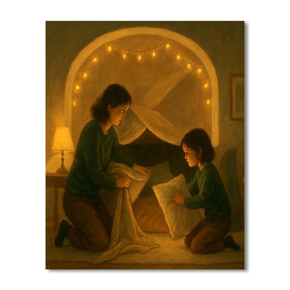 Mom And Child Building A Fort Painting by numbers kit