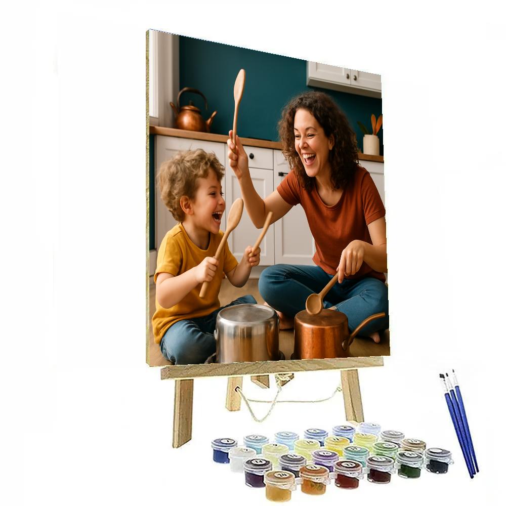 Mother And Child Making Music With Pots painting number kit