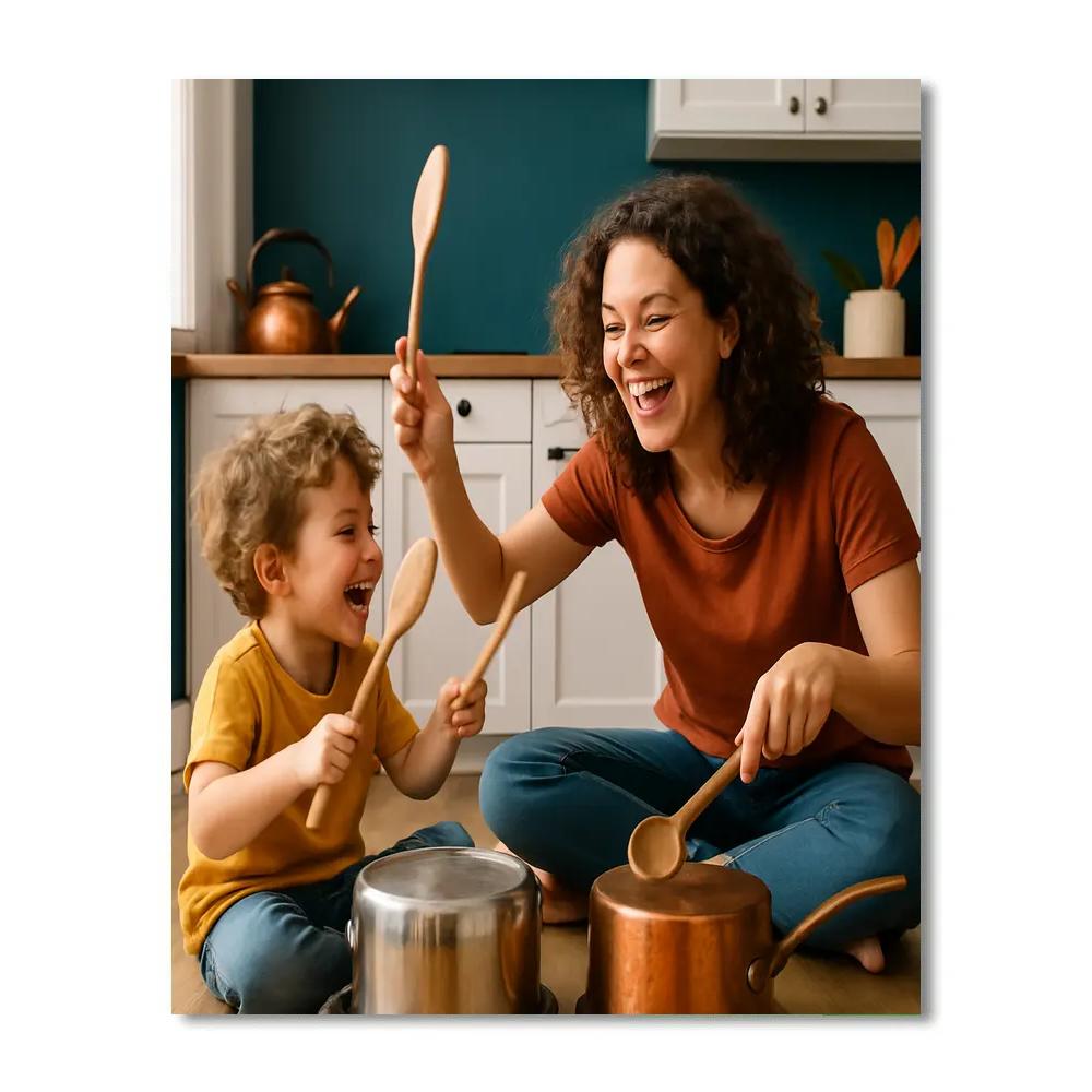 Mother And Child Making Music With Pots painting number kit