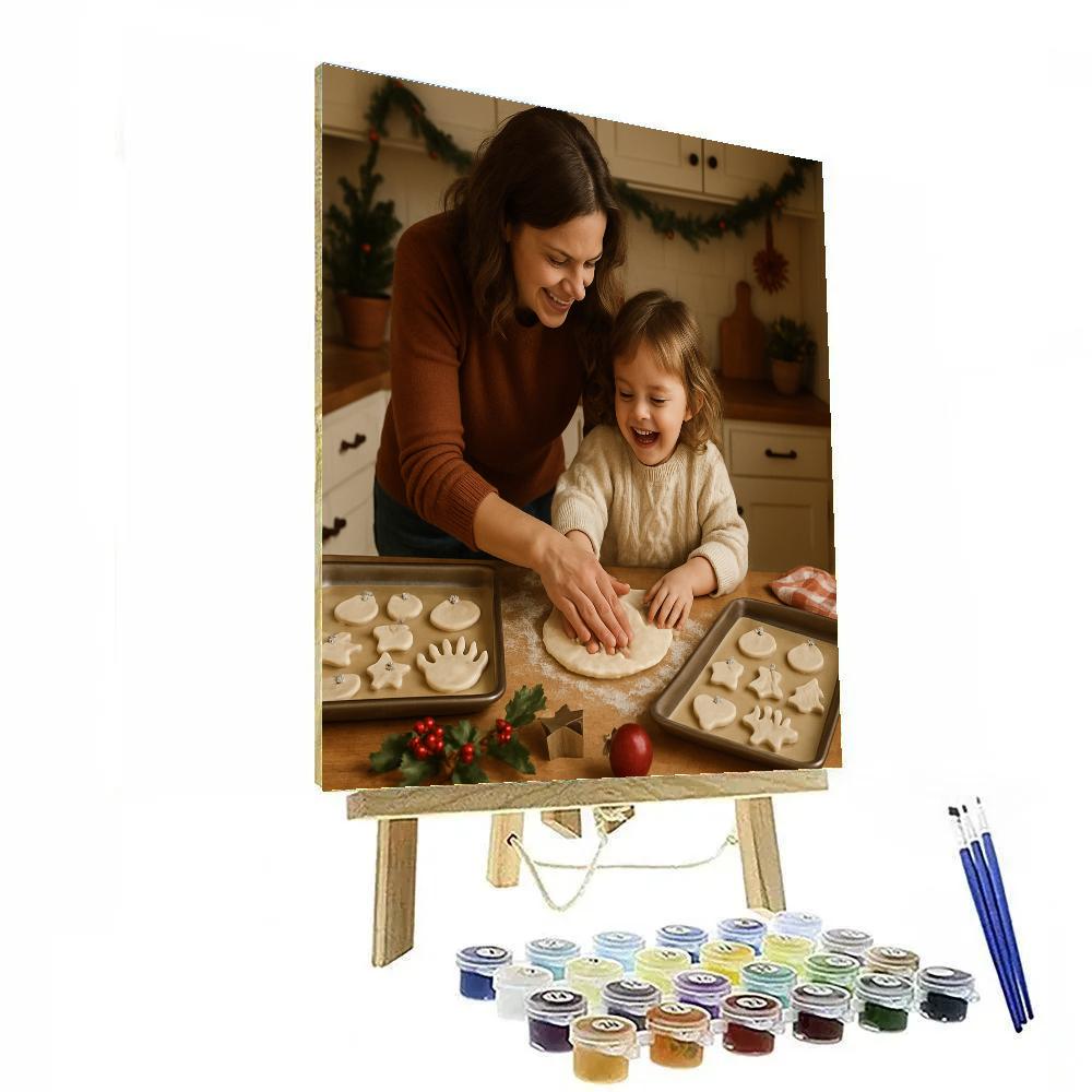 Mom And Child Creating Salt Dough Ornaments Paint by numbers kits