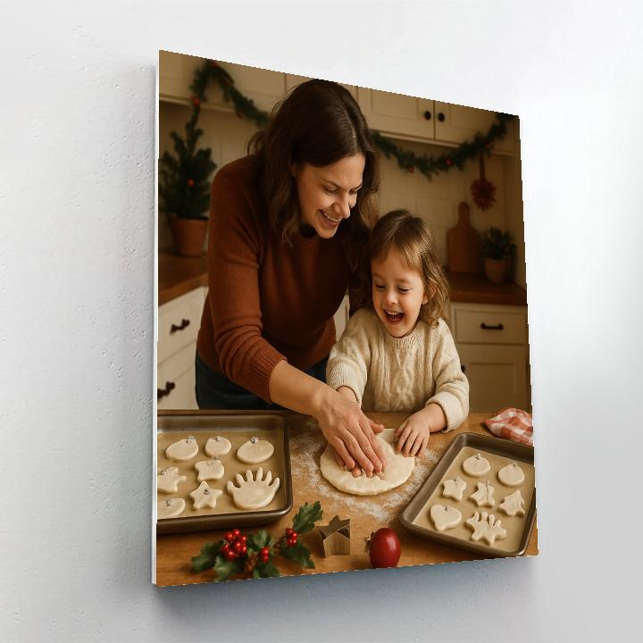 Mom And Child Creating Salt Dough Ornaments Paint by numbers kits