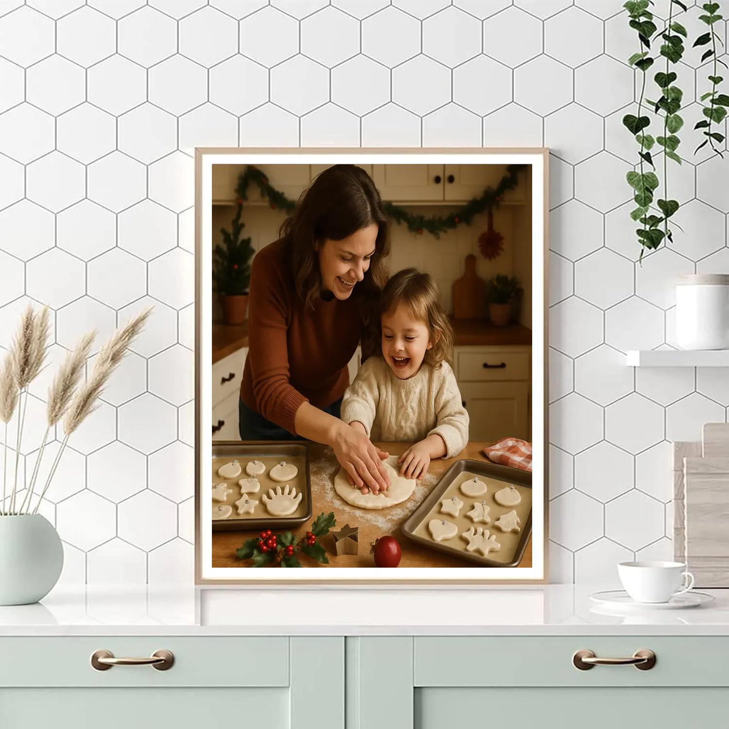 Mom And Child Creating Salt Dough Ornaments Paint by numbers kits