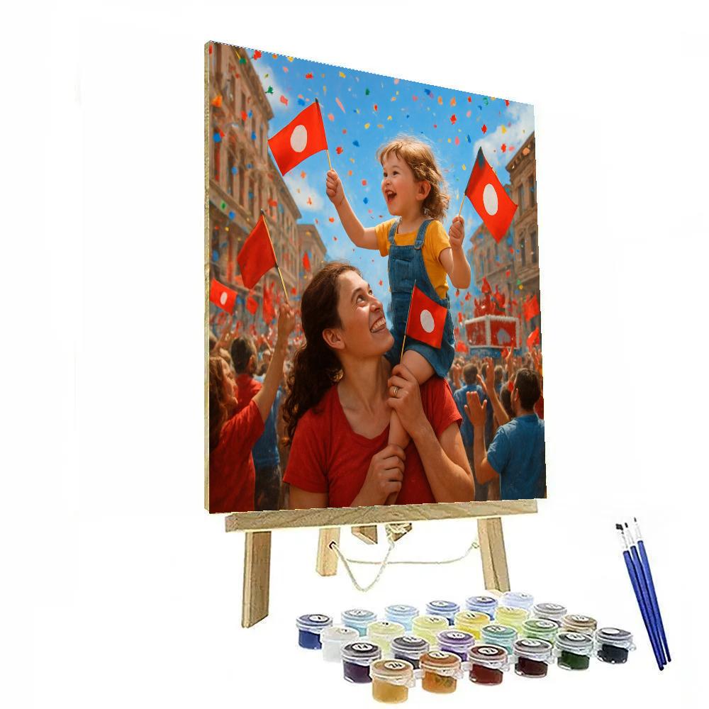 Mother And Child At The Local Parade painting number kit