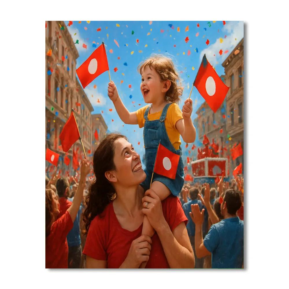 Mother And Child At The Local Parade painting number kit