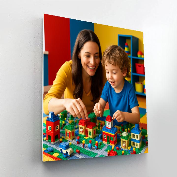 Mom And Child Building Lego City painting number kit