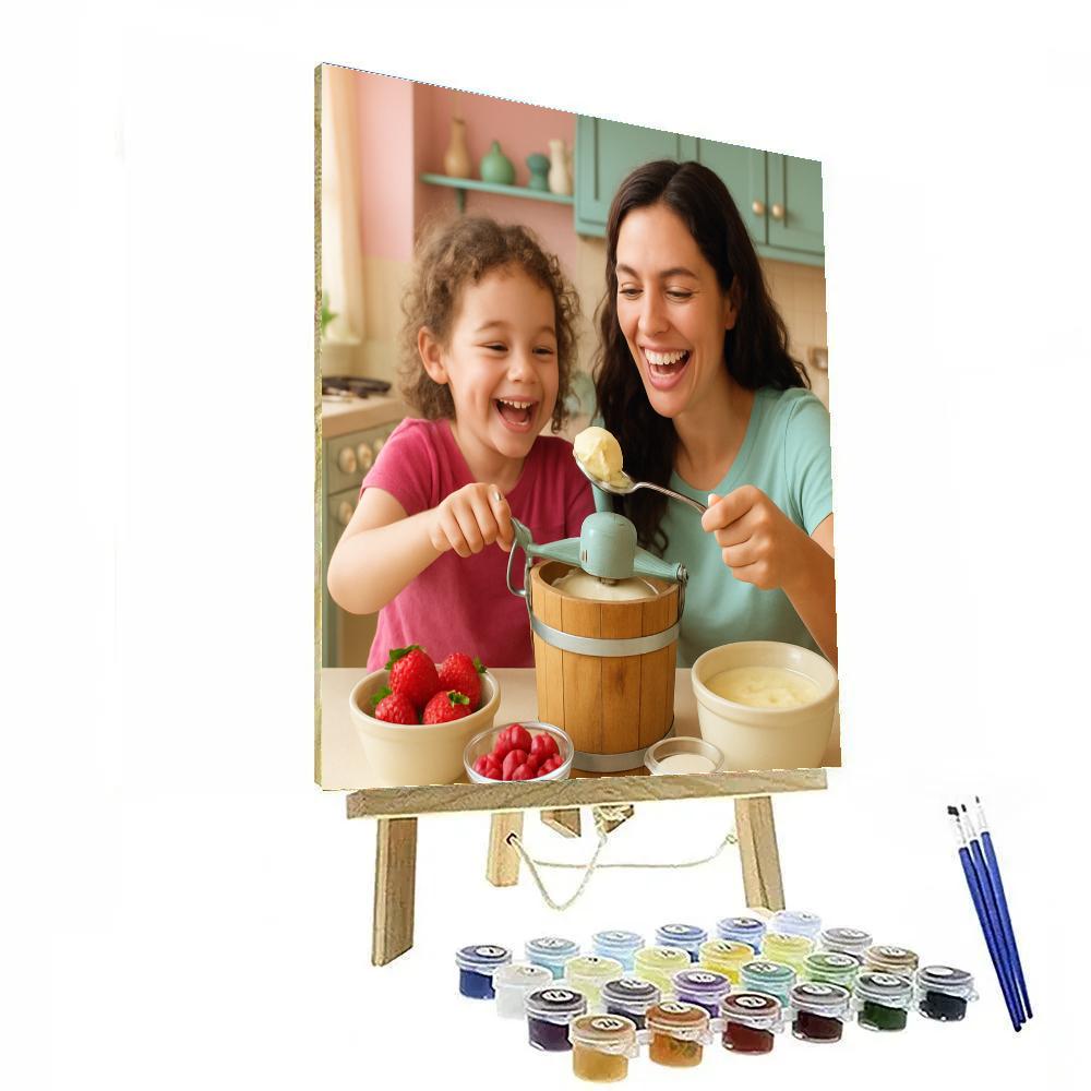 Mother And Child Making Homemade Ice Cream paint by color