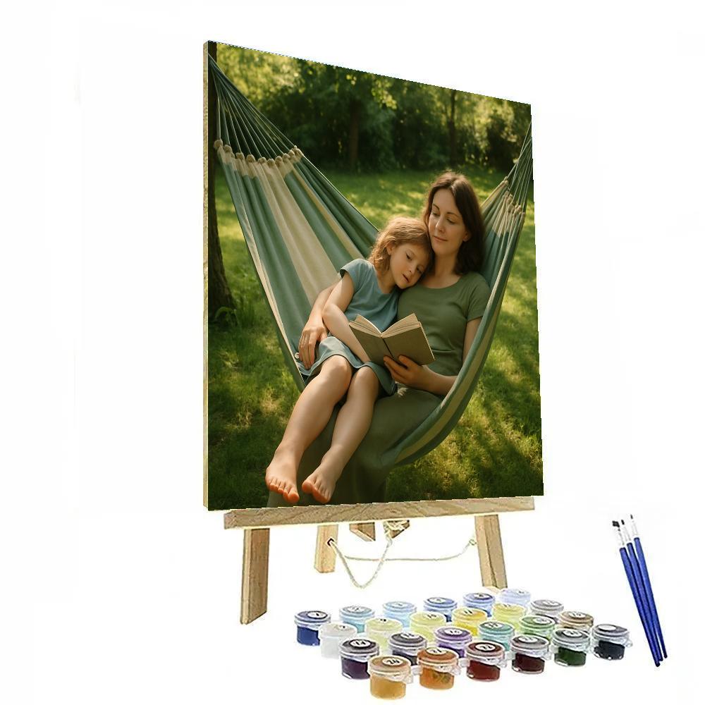 Mother And Child Reading On A Hammock DIY paint by numbers