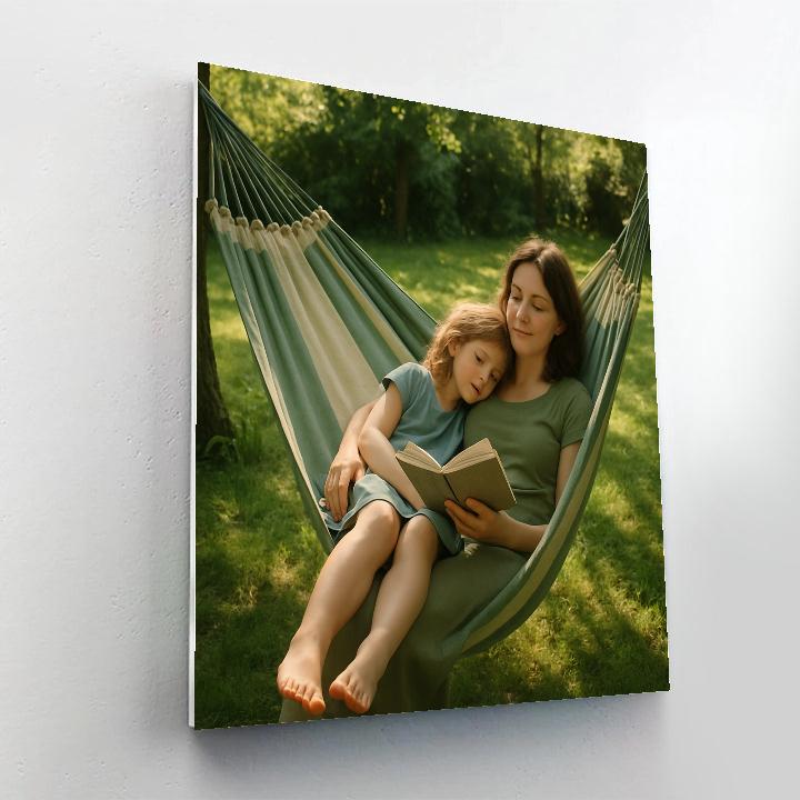 Mother And Child Reading On A Hammock DIY paint by numbers