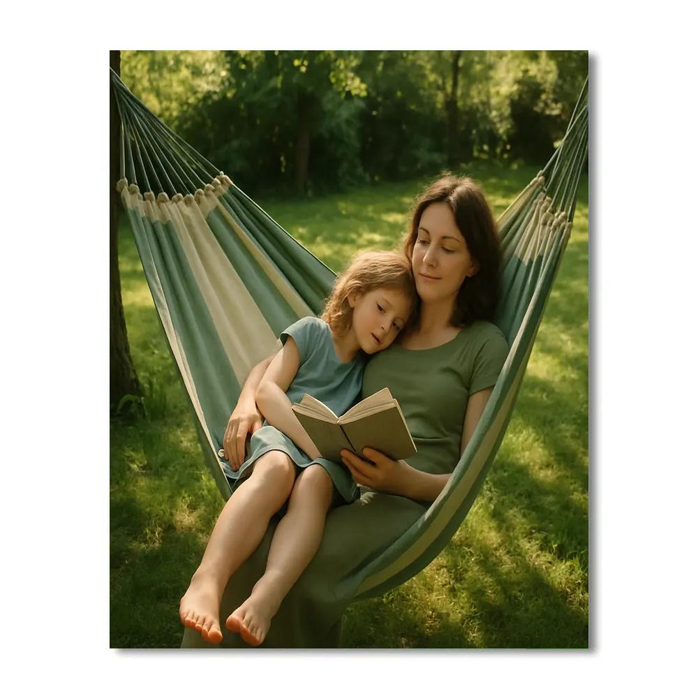 Mother And Child Reading On A Hammock DIY paint by numbers