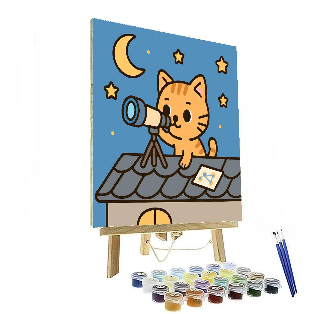 Stargazer Kitten On A Rooftop Numbered painting kits