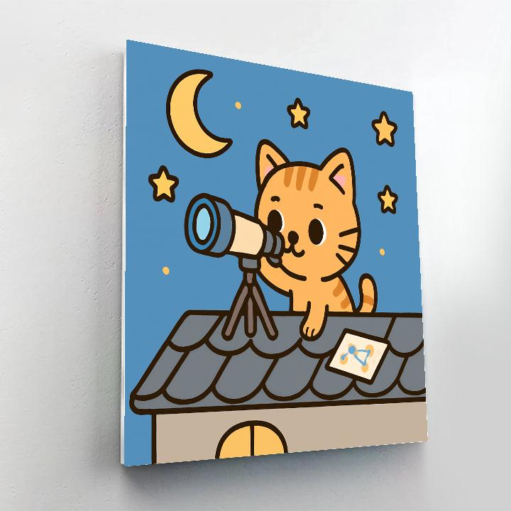 Stargazer Kitten On A Rooftop Numbered painting kits