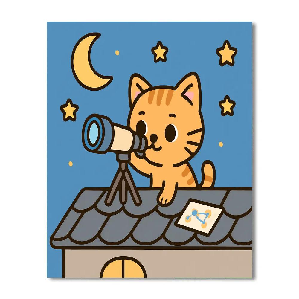 Stargazer Kitten On A Rooftop Numbered painting kits