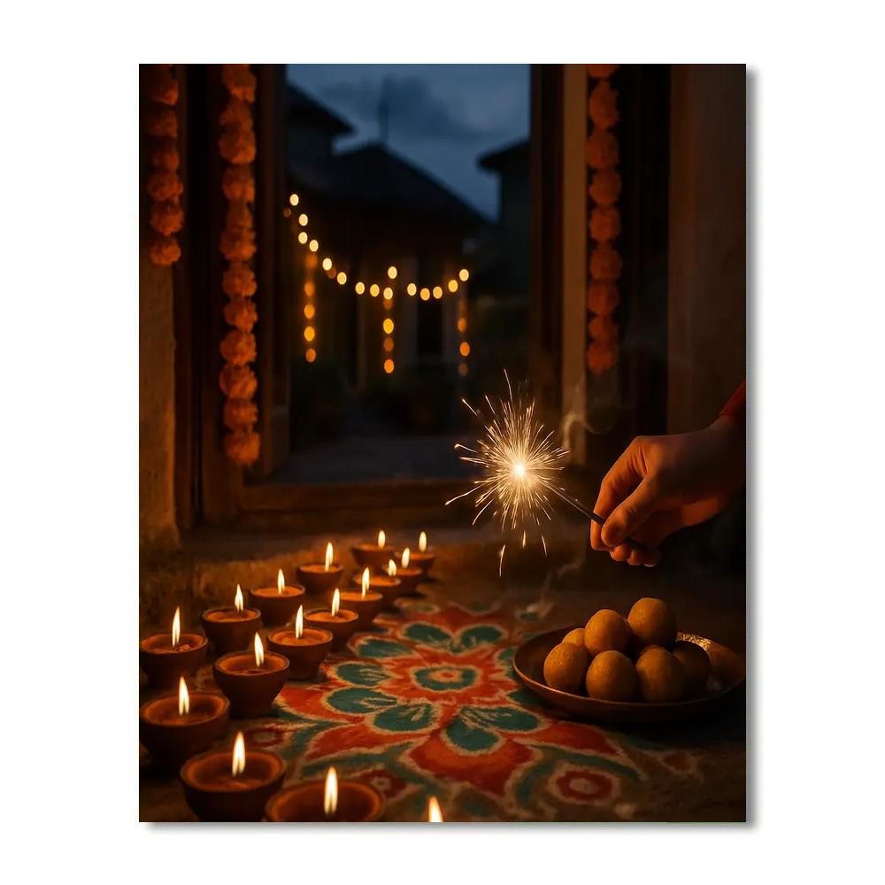 Diwali Doorstep At Dusk Painting by numbers kit