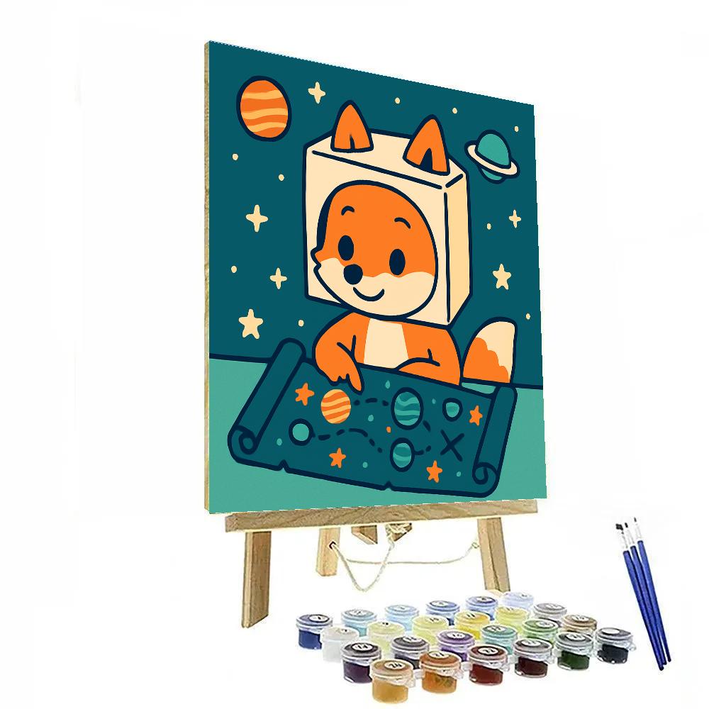 Space Explorer Fox And Map Paint by numbers art