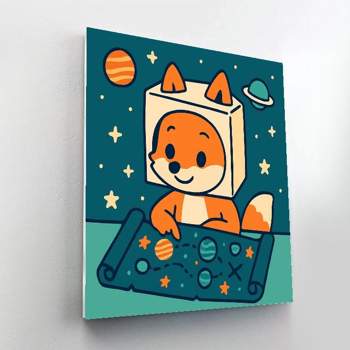 Space Explorer Fox And Map Paint by numbers art