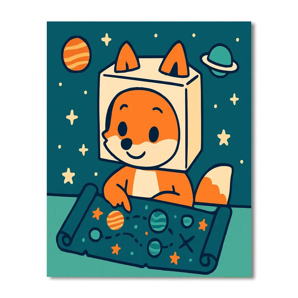 Space Explorer Fox And Map Paint by numbers art