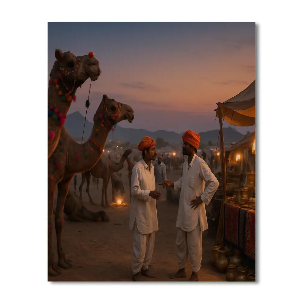 Pushkar Camel Fair Twilight Paint by numbers art