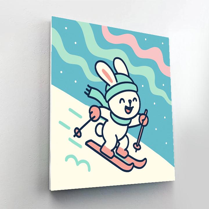 Aurora Bunny Ski Slope Paint by numbers art