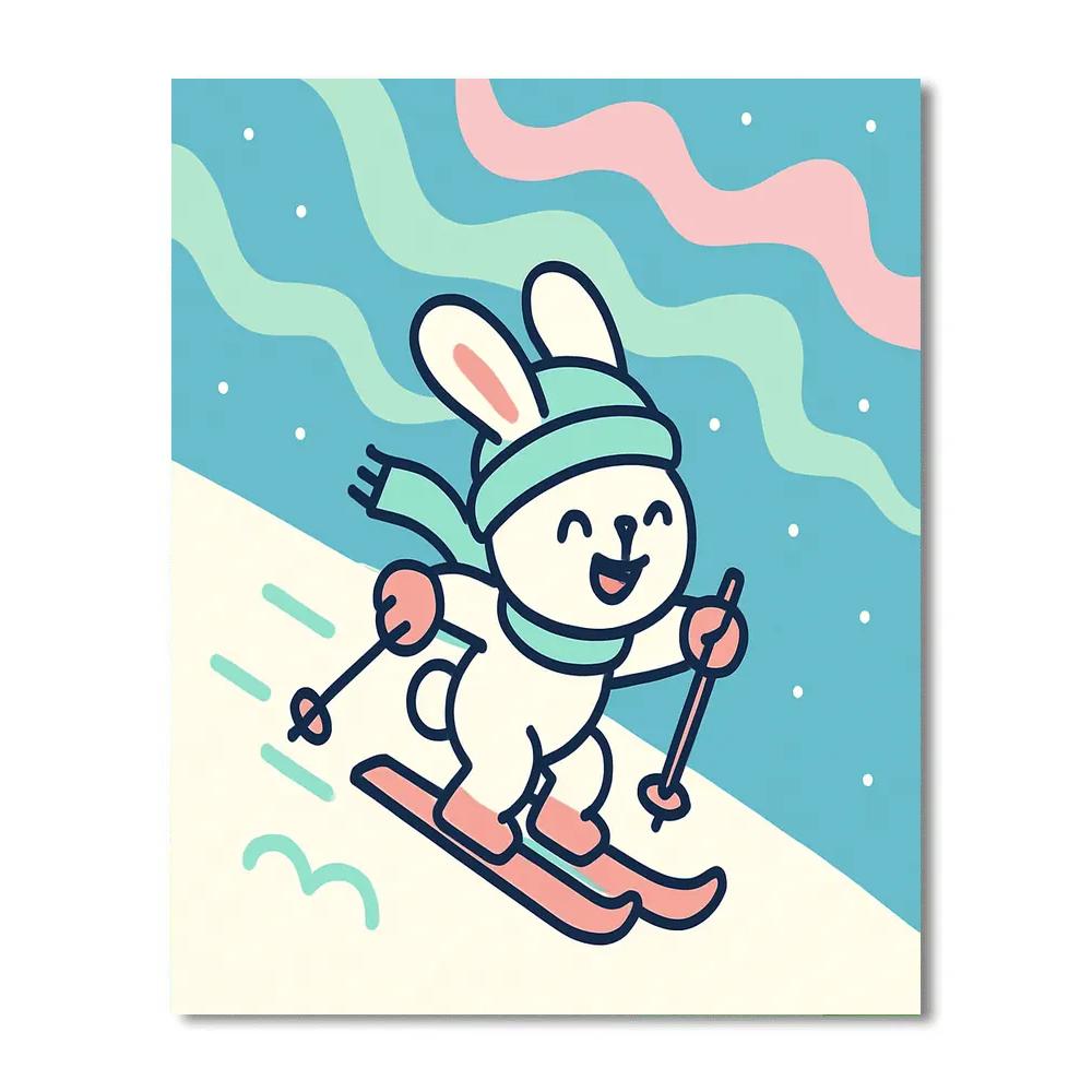 Aurora Bunny Ski Slope Paint by numbers art