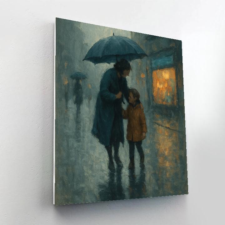 Rainy Day Umbrella Walk Number painting