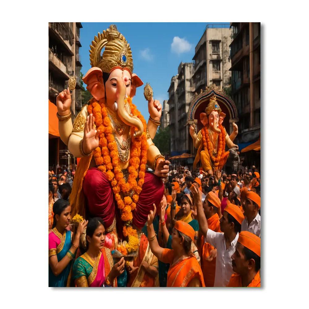 Ganesh Chaturthi Festival In Mumbai painting number kit