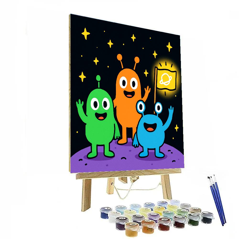 Space Adventure With Friendly Aliens paint by color