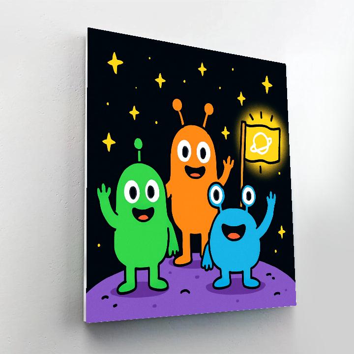 Space Adventure With Friendly Aliens paint by color