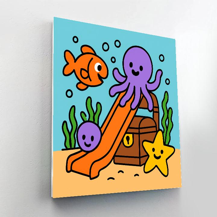 Underwater Playground With Happy Sea Creatures paint by number
