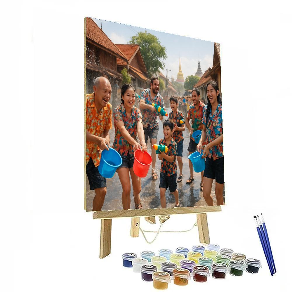 Songkran Water Festival In Chiang Mai painting number kit