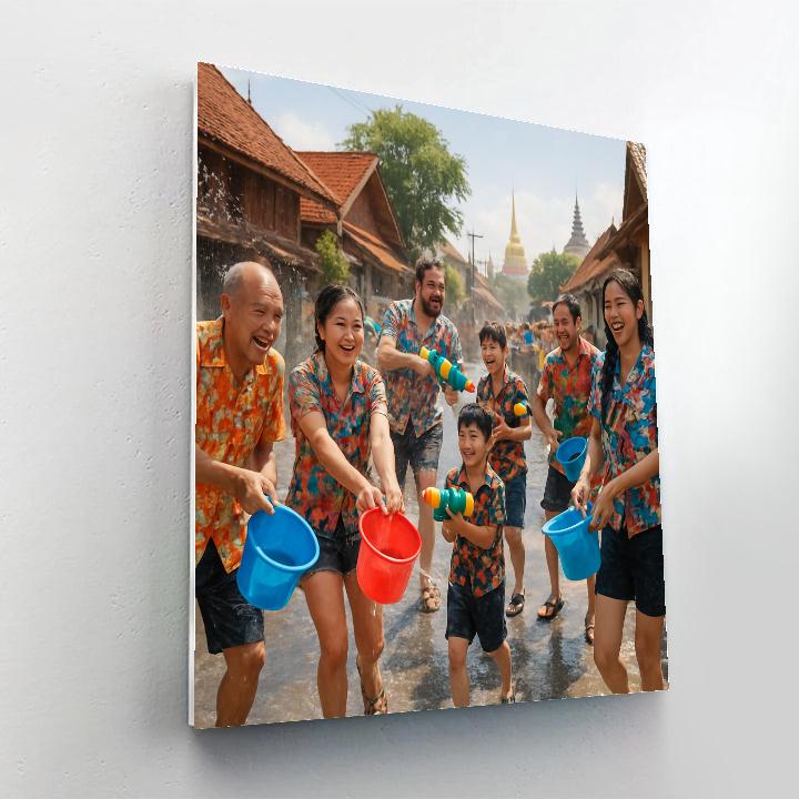 Songkran Water Festival In Chiang Mai painting number kit