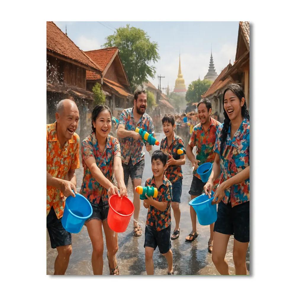 Songkran Water Festival In Chiang Mai painting number kit