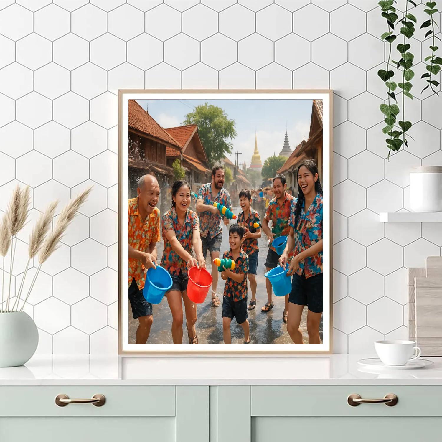 Songkran Water Festival In Chiang Mai painting number kit