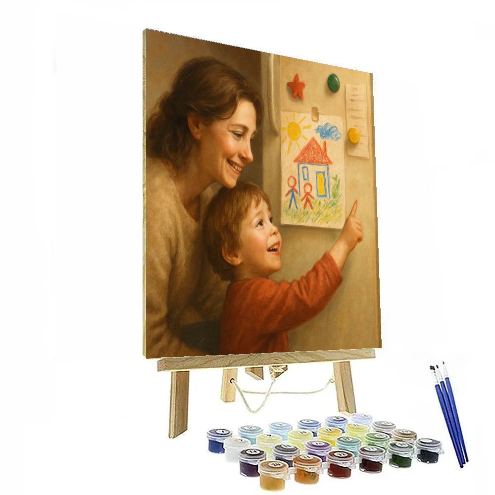 Crayon Masterpieces On Fridge Number painting