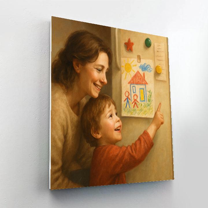 Crayon Masterpieces On Fridge Number painting