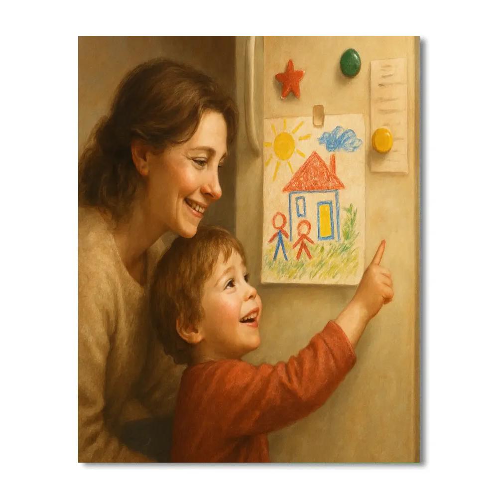 Crayon Masterpieces On Fridge Number painting