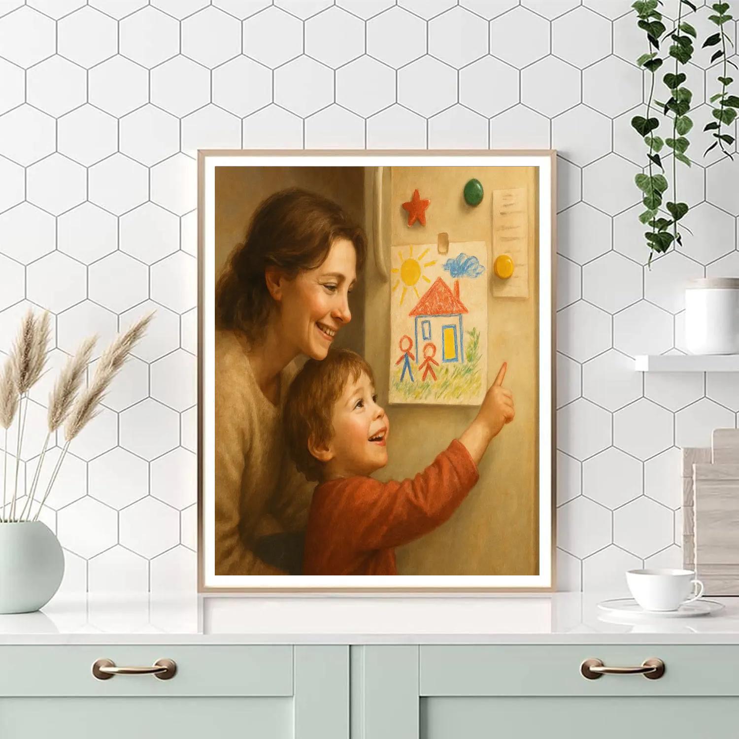 Crayon Masterpieces On Fridge Number painting