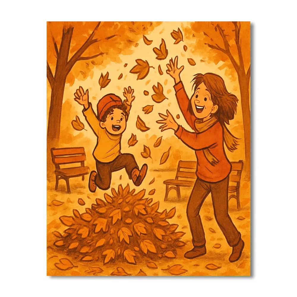 Autumn Leaf Pile Joy paint by number