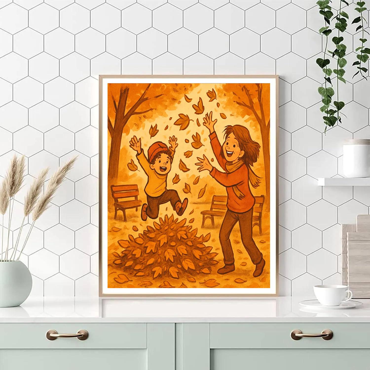 Autumn Leaf Pile Joy paint by number