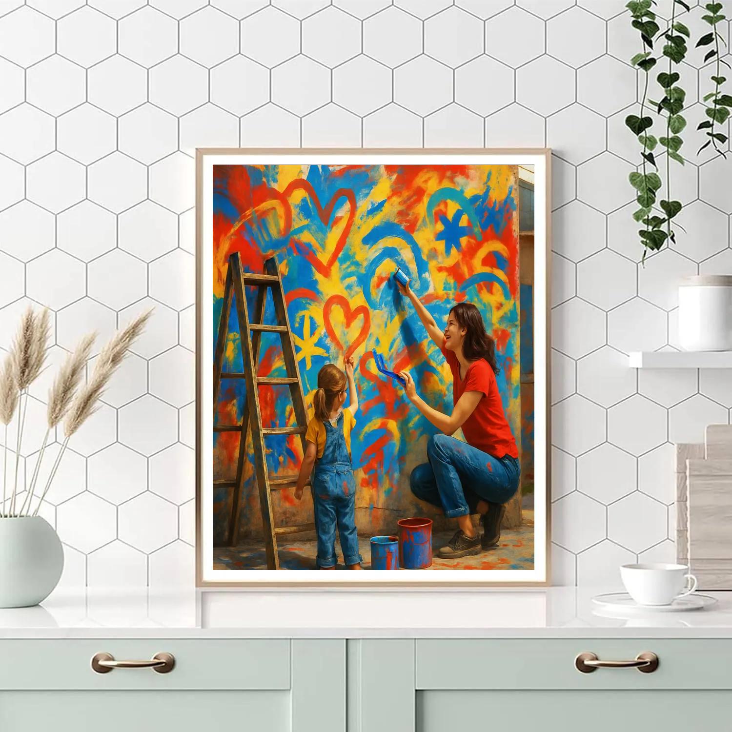 Mother And Child Painting Mural Paint by numbers kits