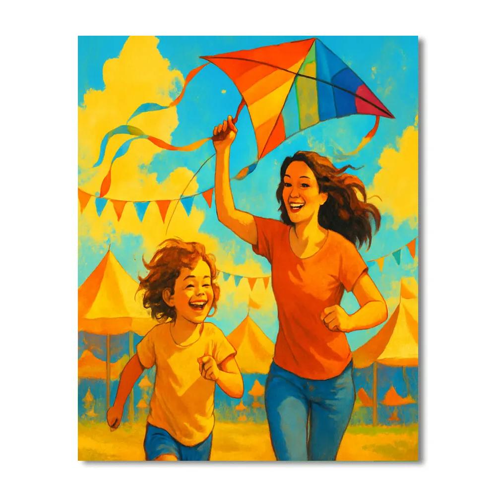 Festival Kite Flying Together Number painting