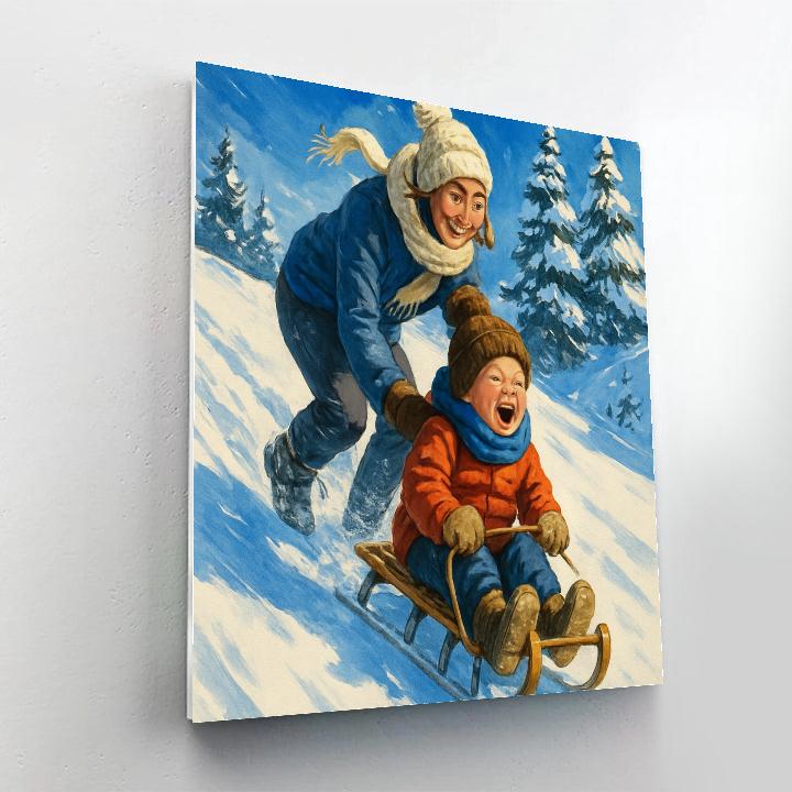 Snowy Sledding Cheer paint by numbers